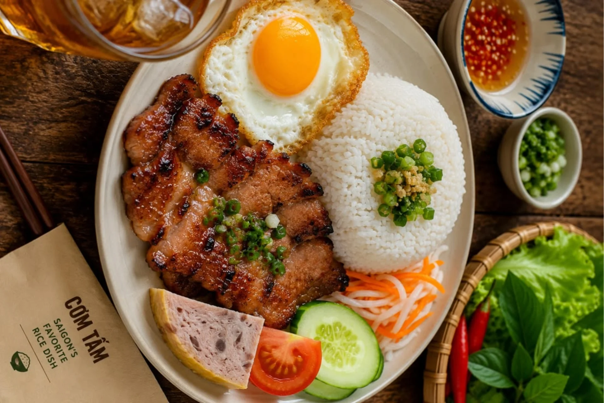 Com Tam Vietnamese broken rice with grilled pork