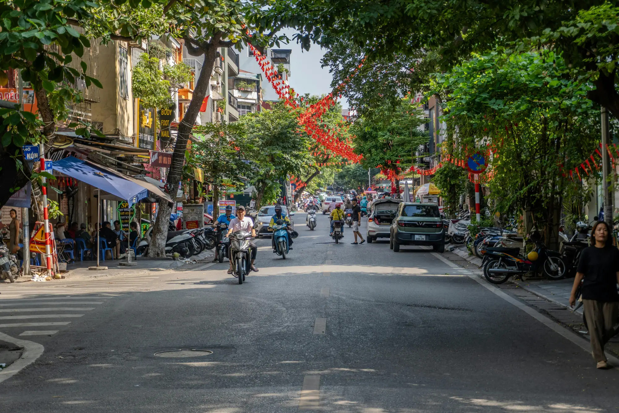 Vibrant Street Scene in Hanoi, Vietnam