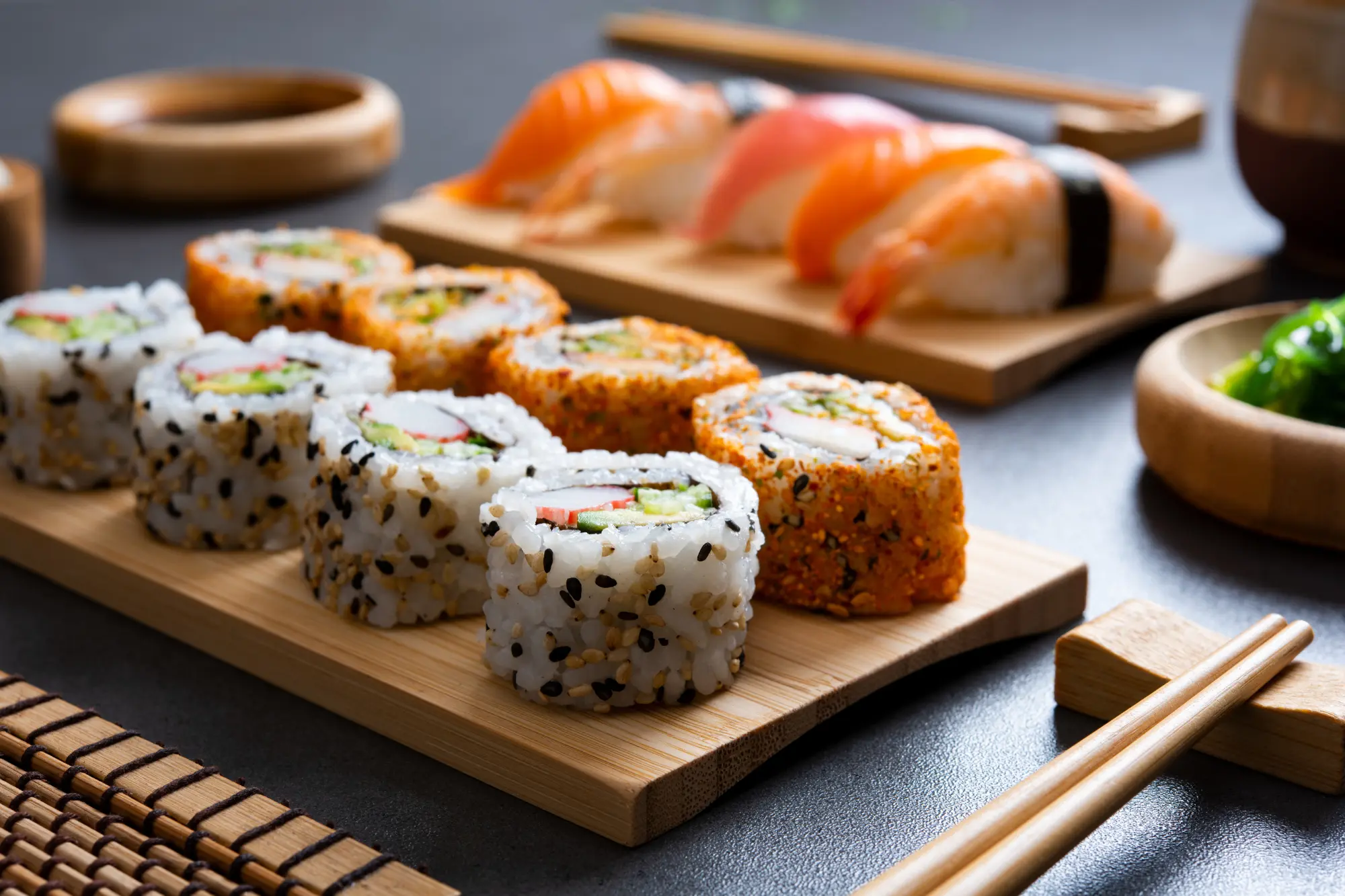 Sushi Set sashimi and sushi rolls