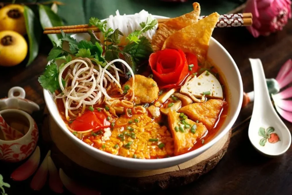 Vietnamese crab noodle soup bun rieu