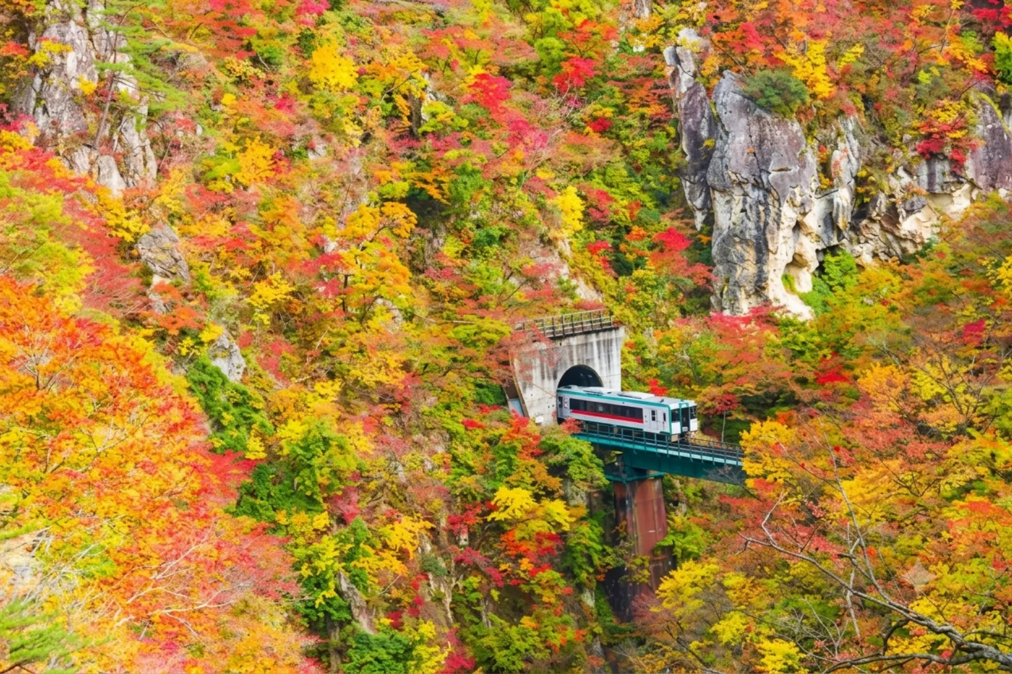 Rolling through a autumn wonderland on a scenic train journey