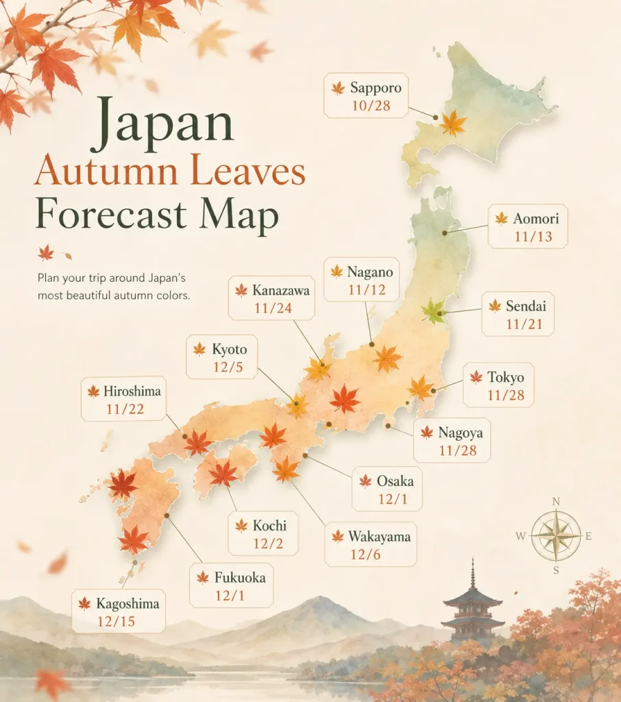 Japan fall foliage forecast 2026