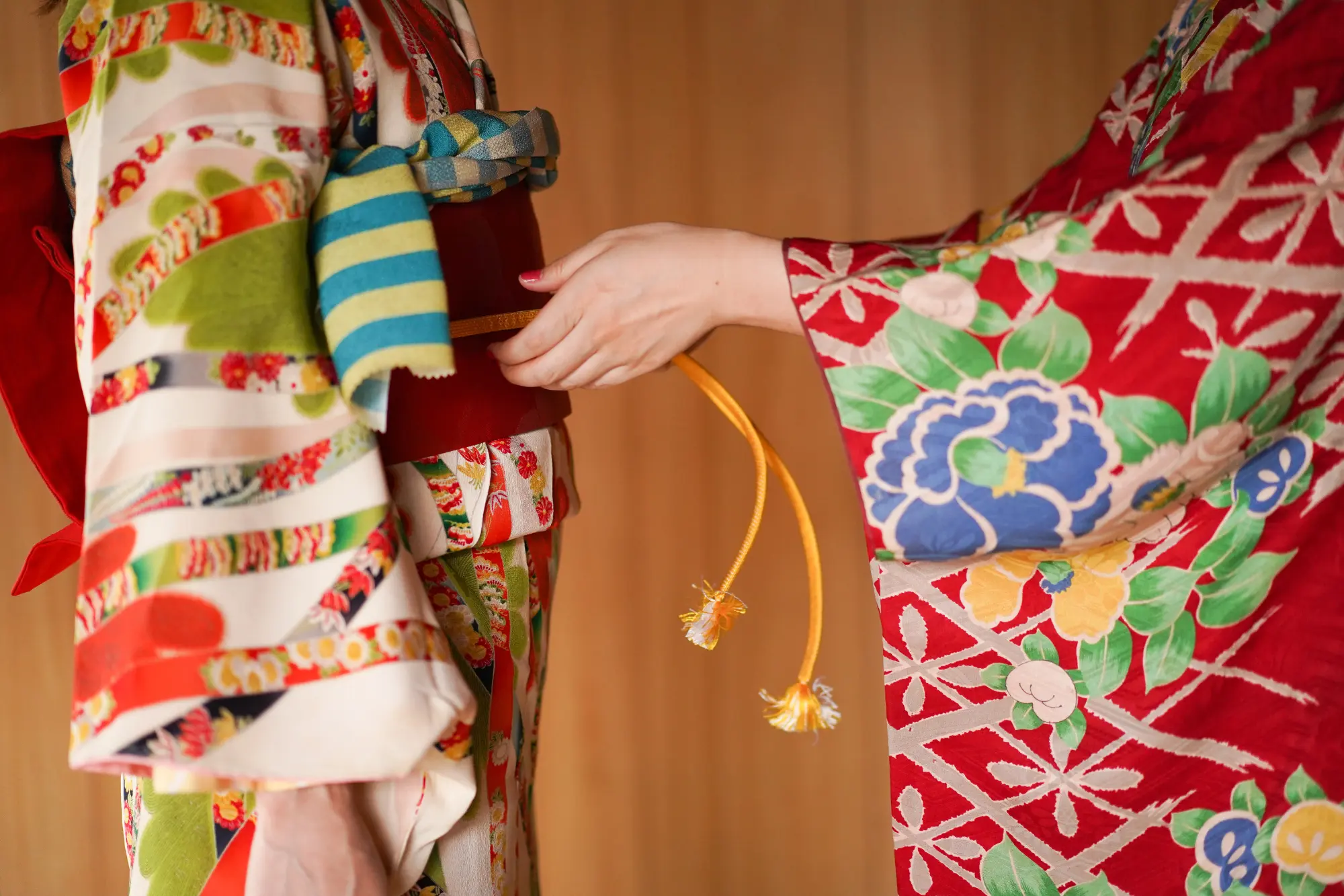 Wearing a traditonal kimono