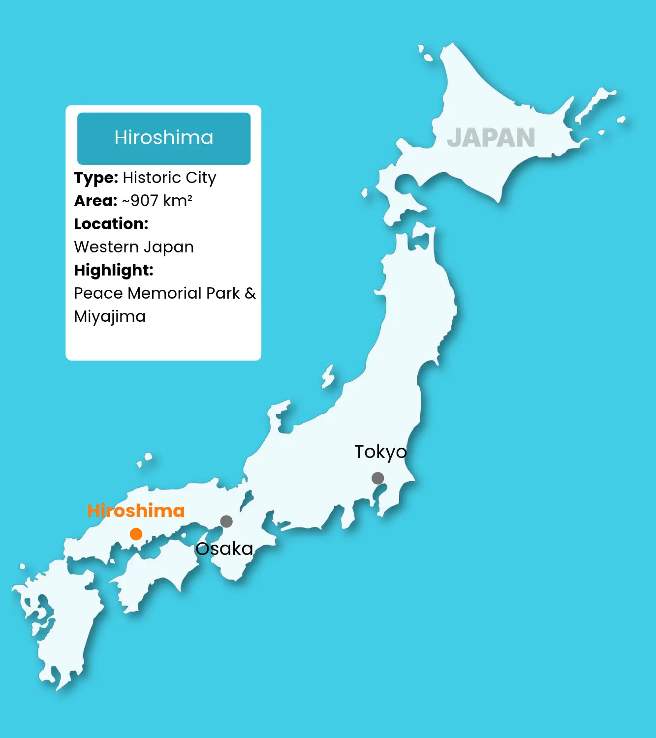 Hiroshima on Japan Map