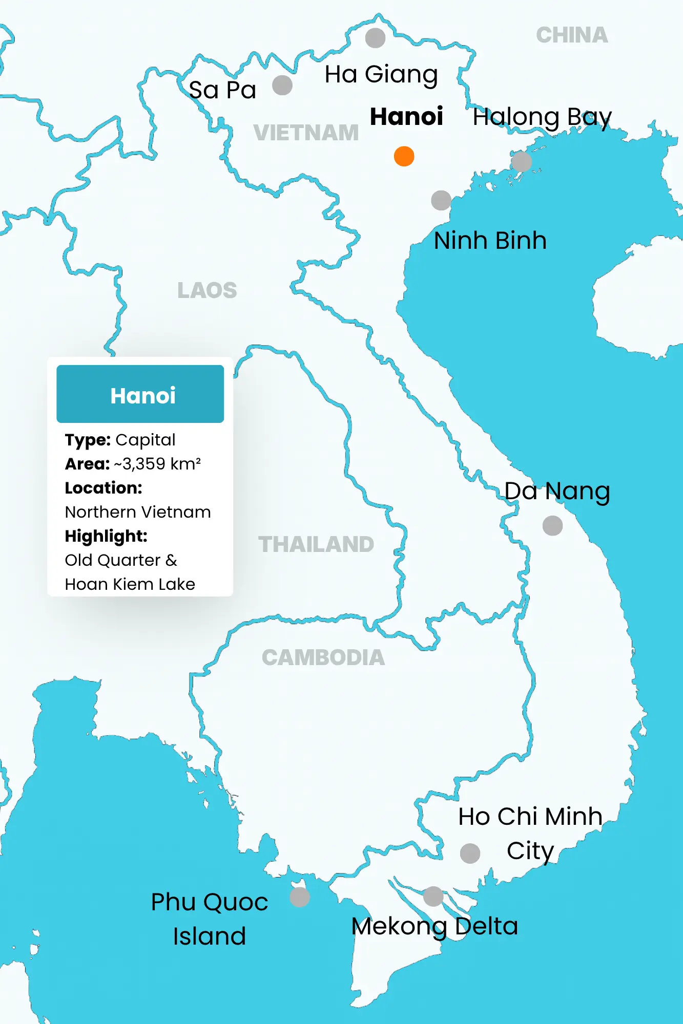 Ha Noi on Vietnam Map