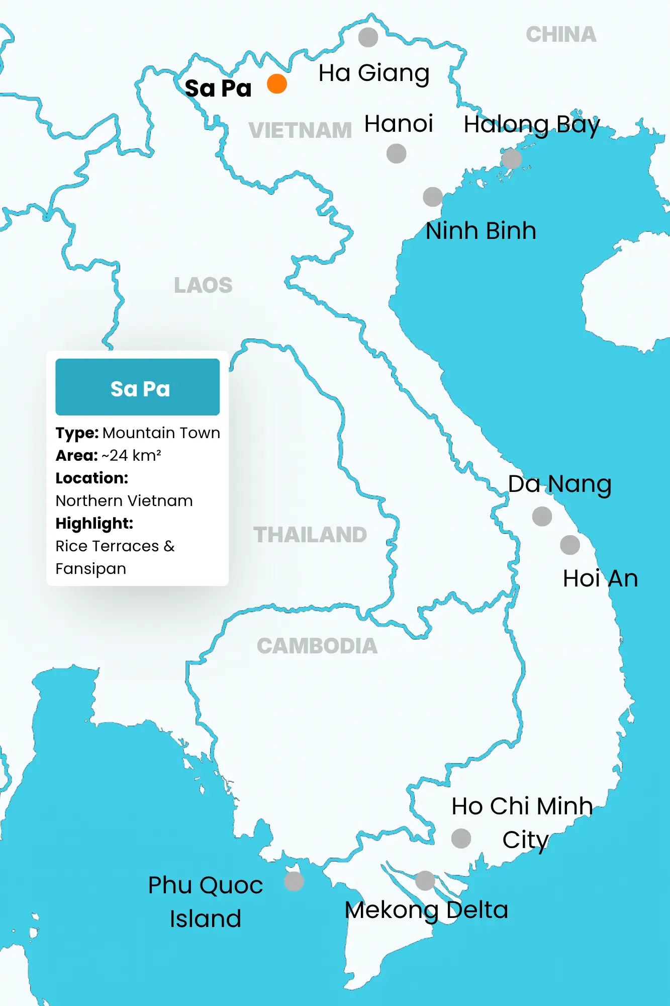 Sapa in Vietnam Map