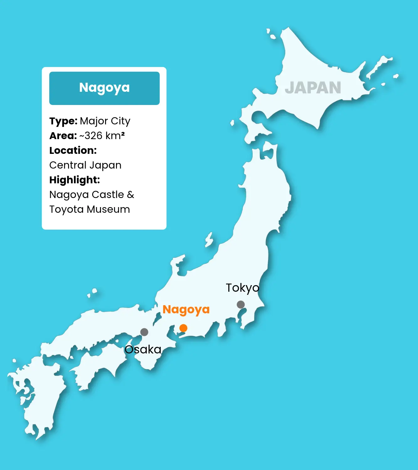 Nagoya on Japan Map