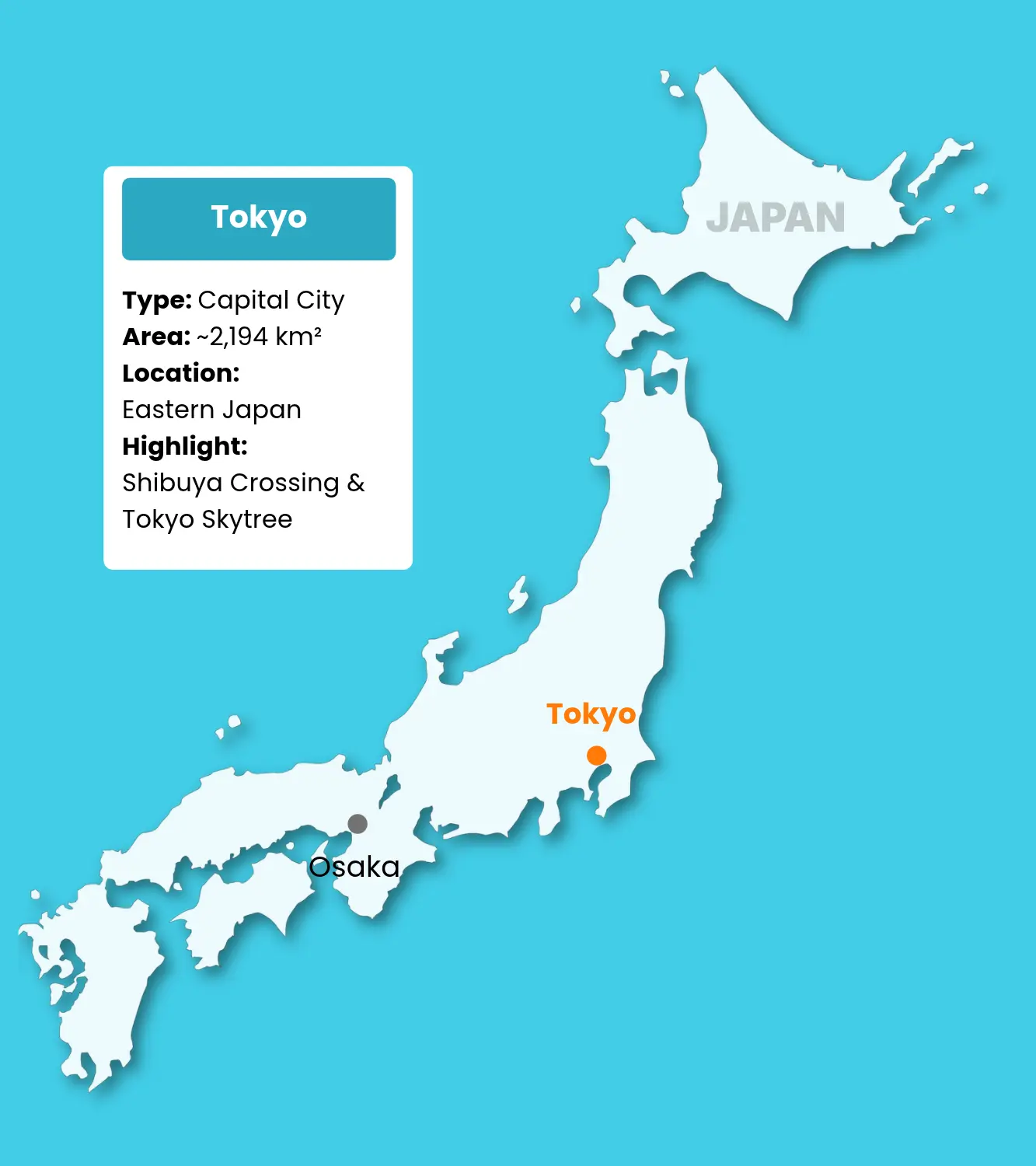 Tokyo on Japan Map